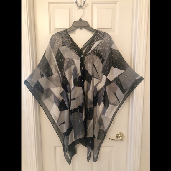 Geometric Rhinestone Bling Poncho - Picture 3 of 3